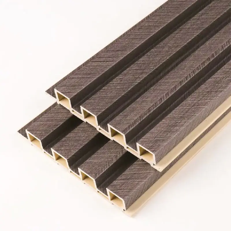 Indoor Decor Hout Kunststof Composiet Gecanneleerde Wandplaat met vier staven