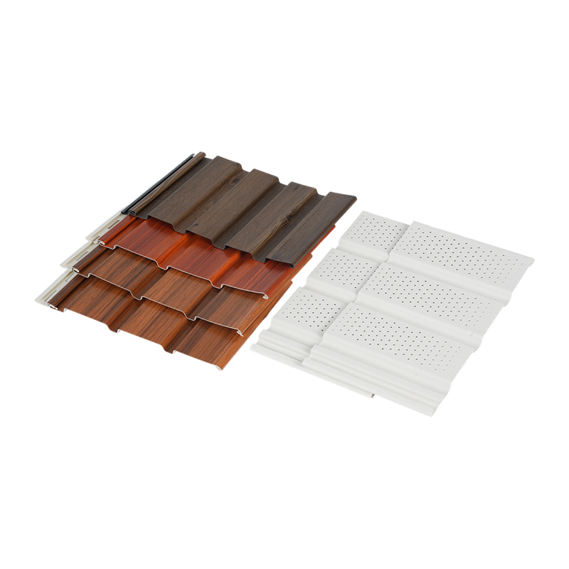 Houtnerf massief en geventileerd PVC dakrandpaneel